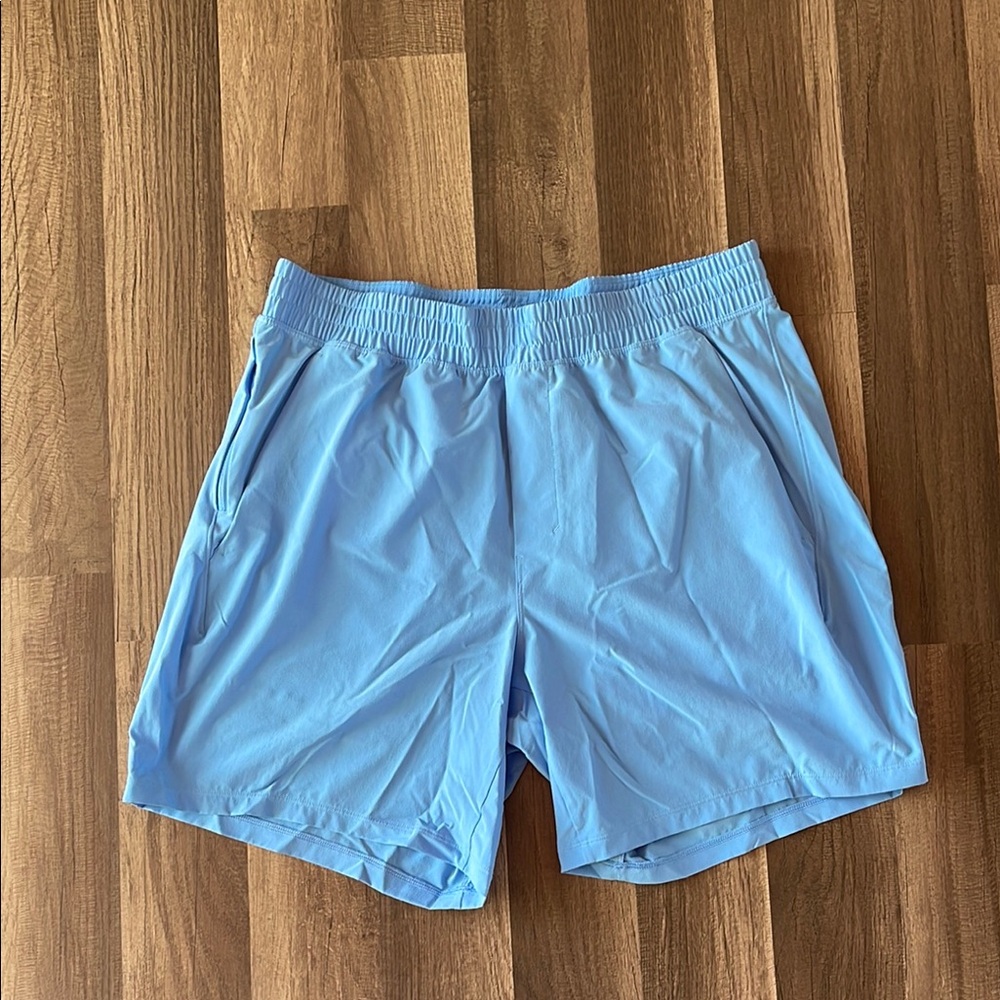 Lululemon blue pace breaker linerless short 7”